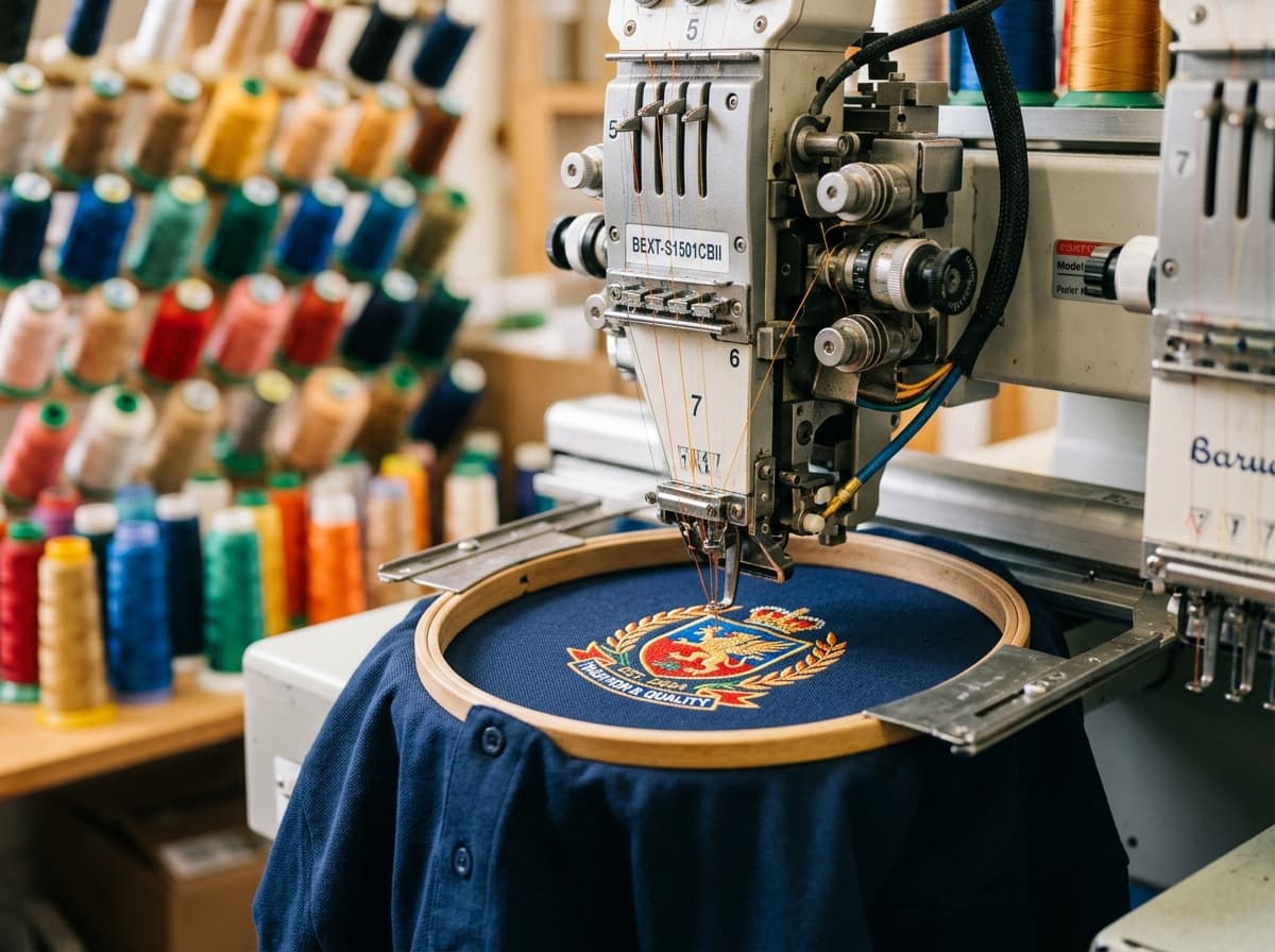 Mașină industrială de broderie cu fire colorate